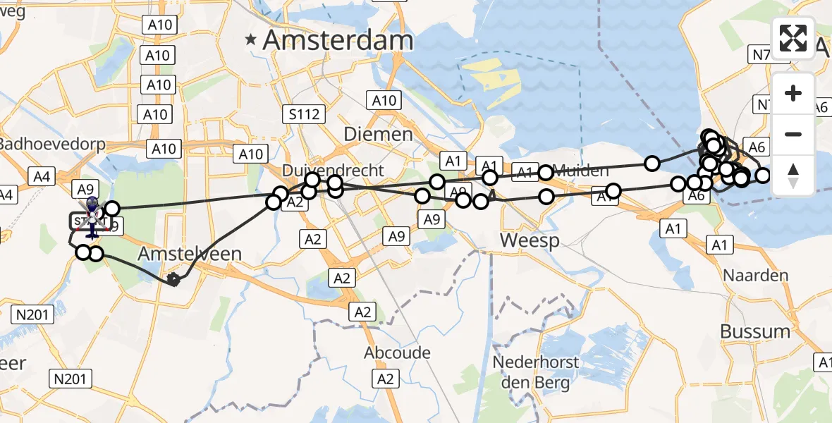 Vluchtroute Politiehelikopter Amsterdam Vliegveld Schiphol - Amsterdam Vliegveld Schiphol, 02 juli 2026, 22:14