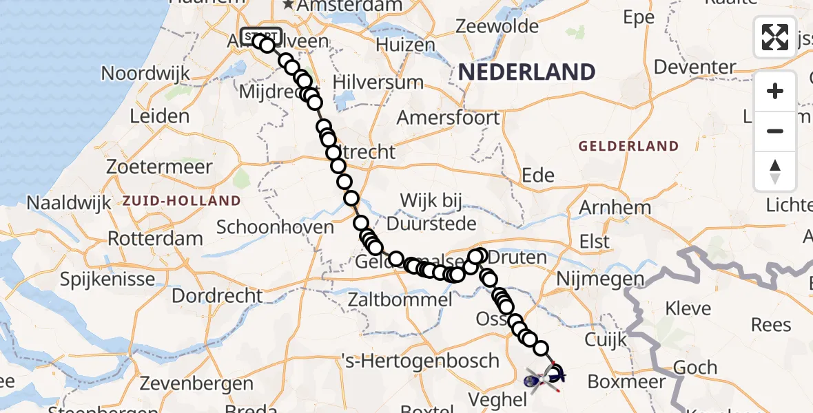 Vluchtroute Politiehelikopter Amsterdam Vliegveld Schiphol - Vliegbasis Volkel, 03 juli 2026, 06:25