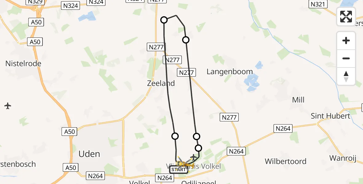 Vluchtroute Traumahelikopter Vliegbasis Volkel - Vliegbasis Volkel, 03 juli 2026, 07:02