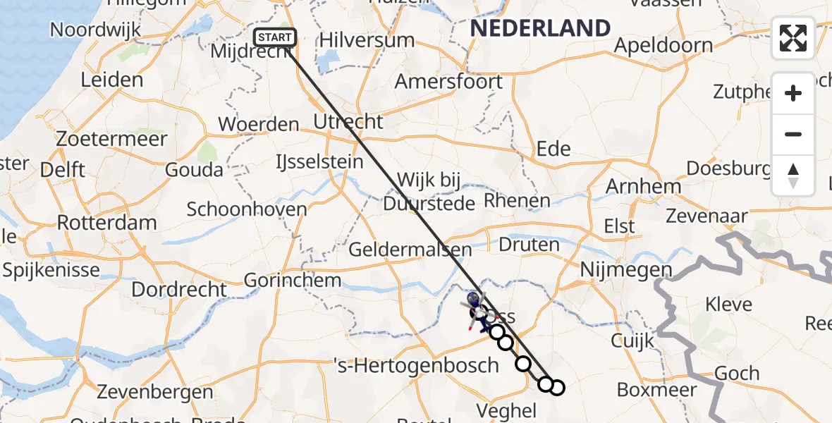 Vluchtroute Politiehelikopter Noordplas - Oss, 03 juli 2026, 10:21