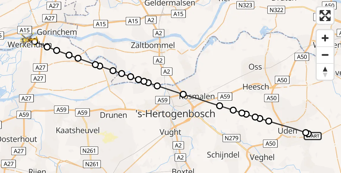 Vluchtroute Traumahelikopter Vliegbasis Volkel - Werkendam, 03 juli 2026, 10:22