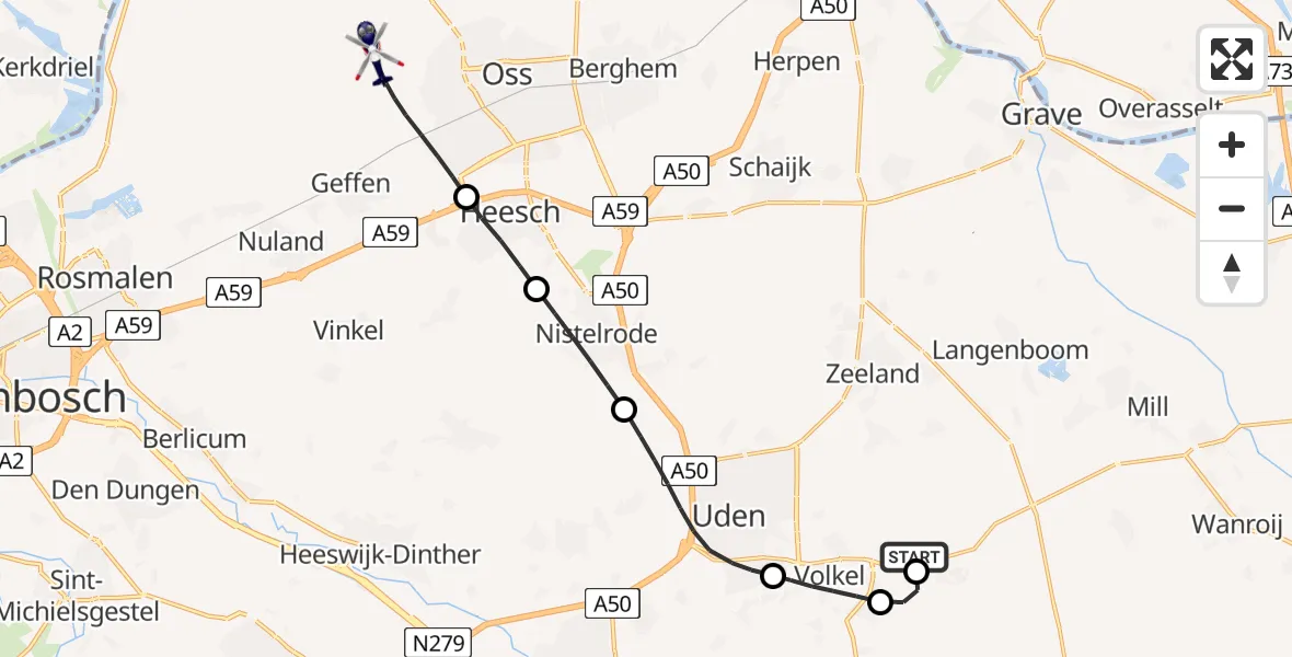 Vluchtroute Politiehelikopter Vliegbasis Volkel - Oss, 03 juli 2026, 10:24
