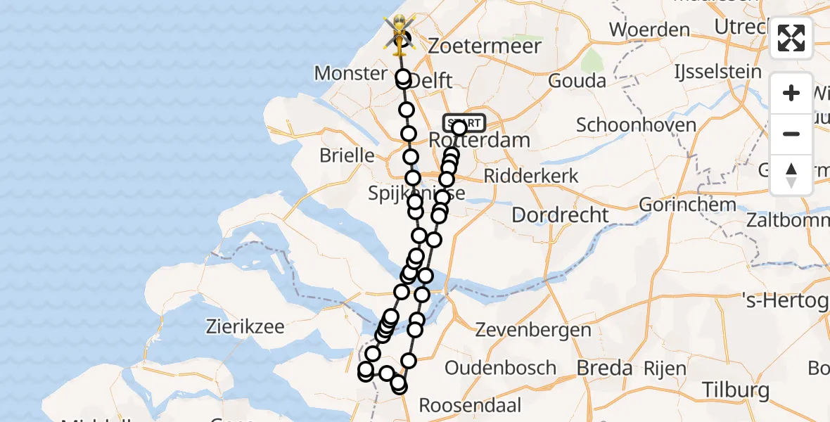 Vluchtroute Traumahelikopter Rotterdam The Hague Airport - 's-Gravenhage, 03 juli 2026, 12:49
