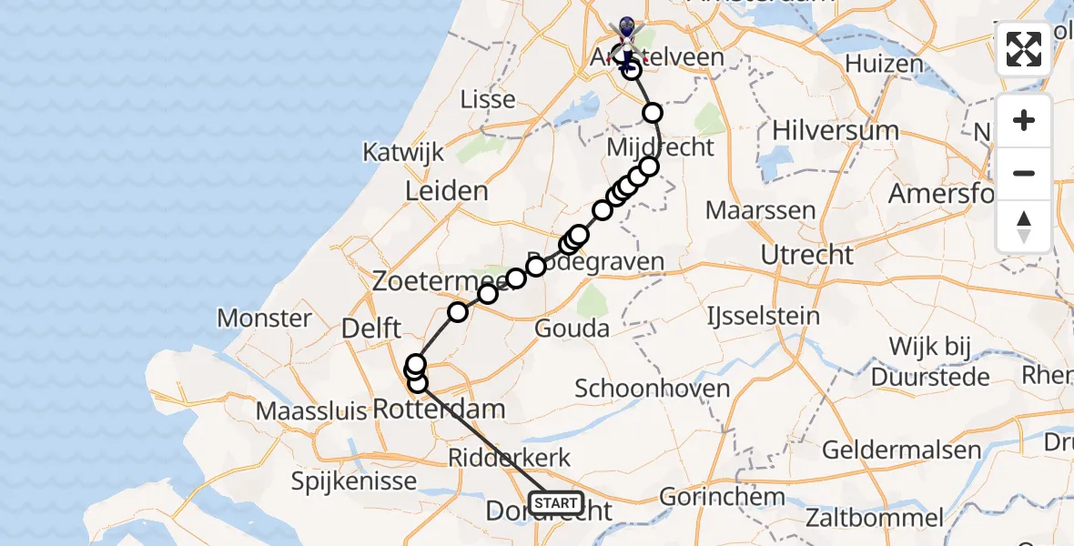 Vluchtroute Politiehelikopter Papendrecht - Amsterdam Vliegveld Schiphol, 03 juli 2026, 13:14