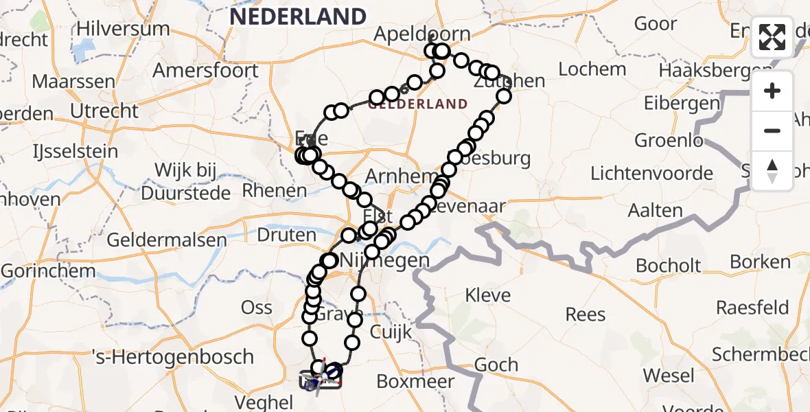 Vluchtroute Politiehelikopter Vliegbasis Volkel - Vliegbasis Volkel, 03 juli 2026, 14:02