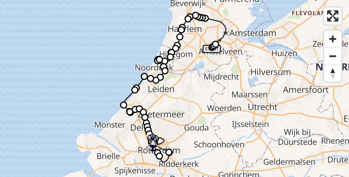 Vluchtroute Politiehelikopter Amsterdam Vliegveld Schiphol - Rotterdam The Hague Airport, 03 juli 2026, 14:25