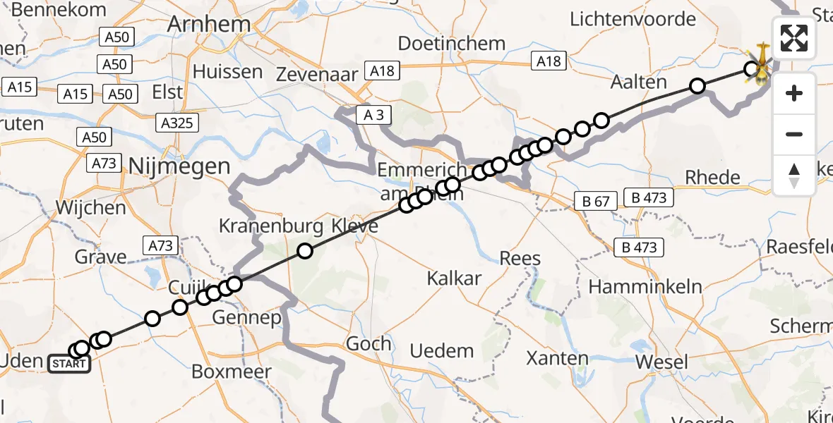 Vluchtroute Traumahelikopter Vliegbasis Volkel - Winterswijk Kotten, 03 juli 2026, 14:27