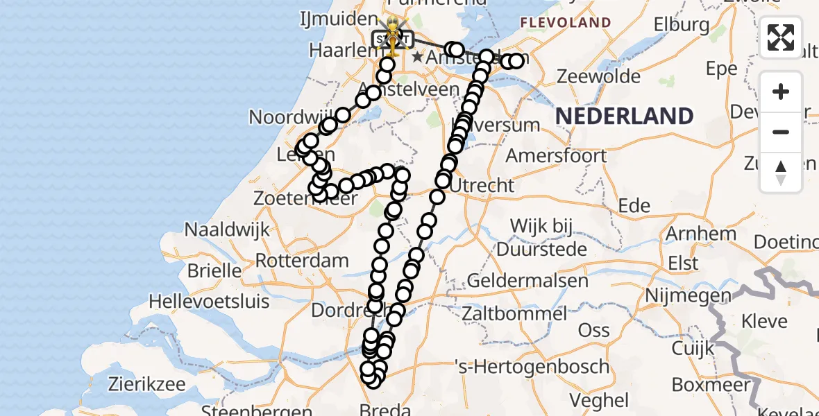 Vluchtroute Traumahelikopter Amsterdam Heliport - Amsterdam Heliport, 03 juli 2026, 15:38