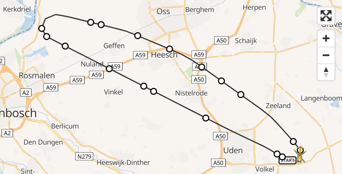 Vluchtroute Traumahelikopter Vliegbasis Volkel - Vliegbasis Volkel, 03 juli 2026, 17:13