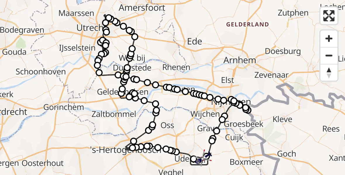 Vluchtroute Politiehelikopter Vliegbasis Volkel - Vliegbasis Volkel, 03 juli 2026, 18:13