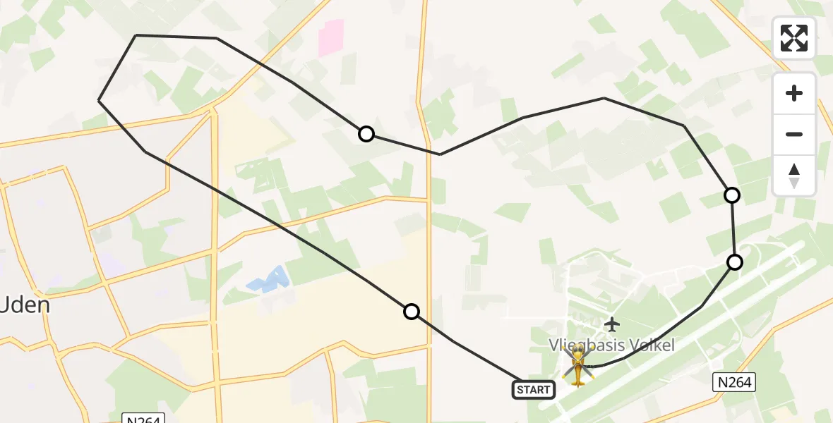 Vluchtroute Traumahelikopter Vliegbasis Volkel - Vliegbasis Volkel, 03 juli 2026, 18:28