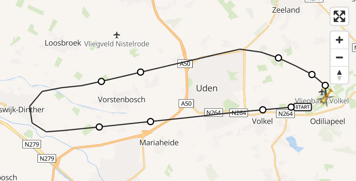 Vluchtroute Traumahelikopter Vliegbasis Volkel - Vliegbasis Volkel, 03 juli 2026, 19:17