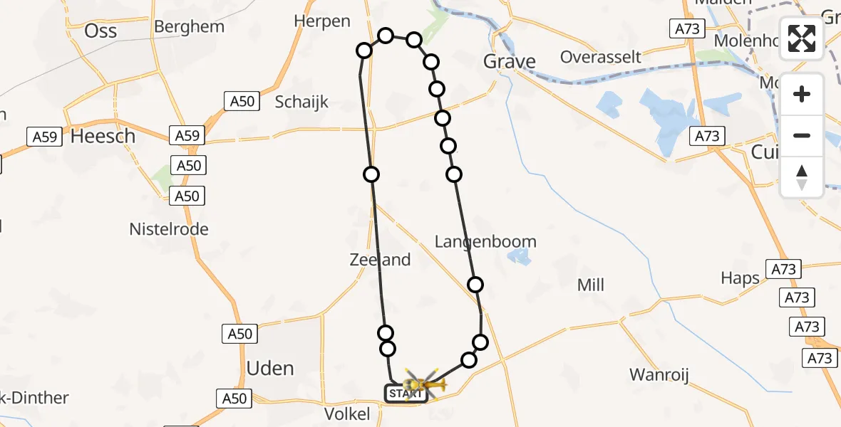 Vluchtroute Traumahelikopter Vliegbasis Volkel - Vliegbasis Volkel, 03 juli 2026, 20:16