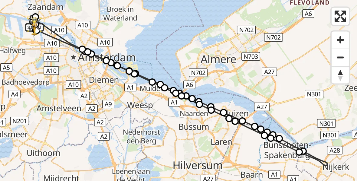 Vluchtroute Traumahelikopter Amsterdam Heliport - Amsterdam Heliport, 03 juli 2026, 22:41