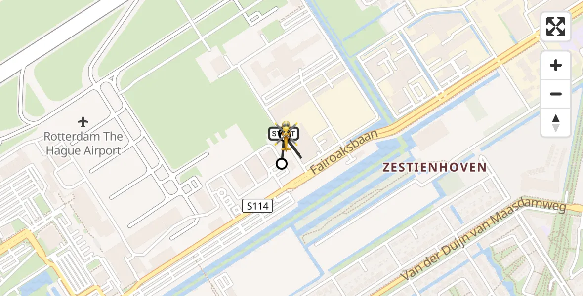 Vluchtroute Traumahelikopter Rotterdam The Hague Airport - Rotterdam, 04 juli 2026, 06:08