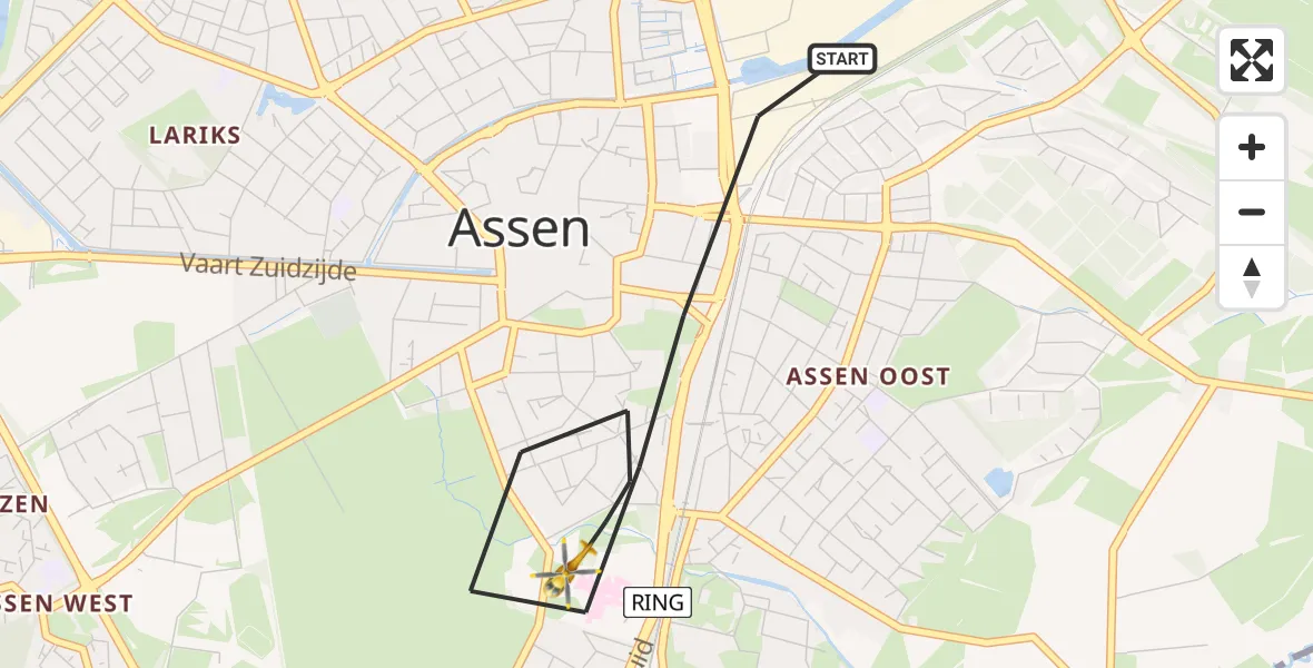 Vluchtroute Traumahelikopter Assen - Assen, 04 juli 2026, 07:52