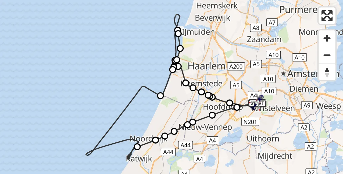 Vluchtroute Politiehelikopter Amsterdam Vliegveld Schiphol - Amsterdam Vliegveld Schiphol, 04 juli 2026, 08:40