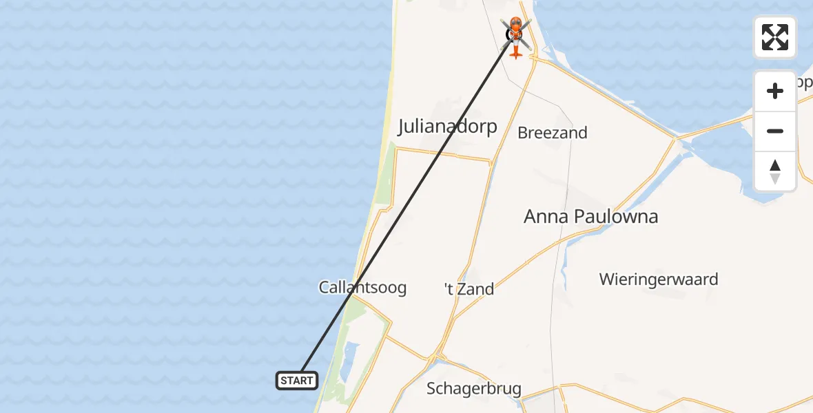 Vluchtroute Kustwachthelikopter Noordzee - Militair vliegveld De Kooy / Den Helder Airport, 04 juli 2026, 09:48