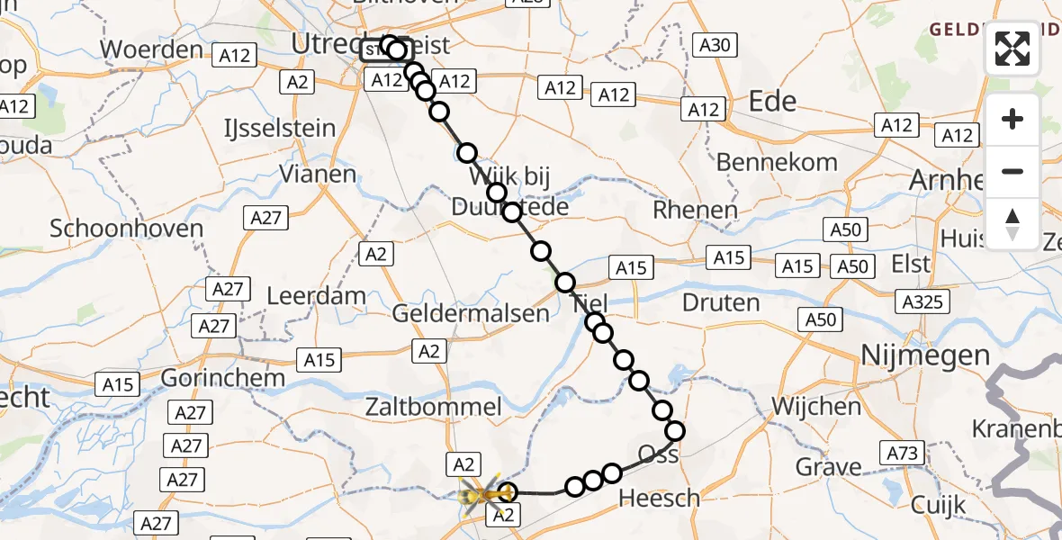 Vluchtroute Traumahelikopter Universitair Medisch Centrum Utrecht - 's-Hertogenbosch, 04 juli 2026, 10:30