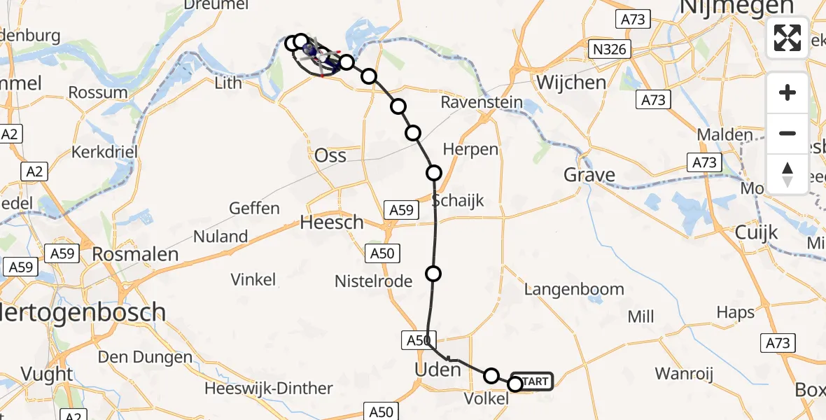 Vluchtroute Politiehelikopter Vliegbasis Volkel - Maasbommel, 04 juli 2026, 10:50