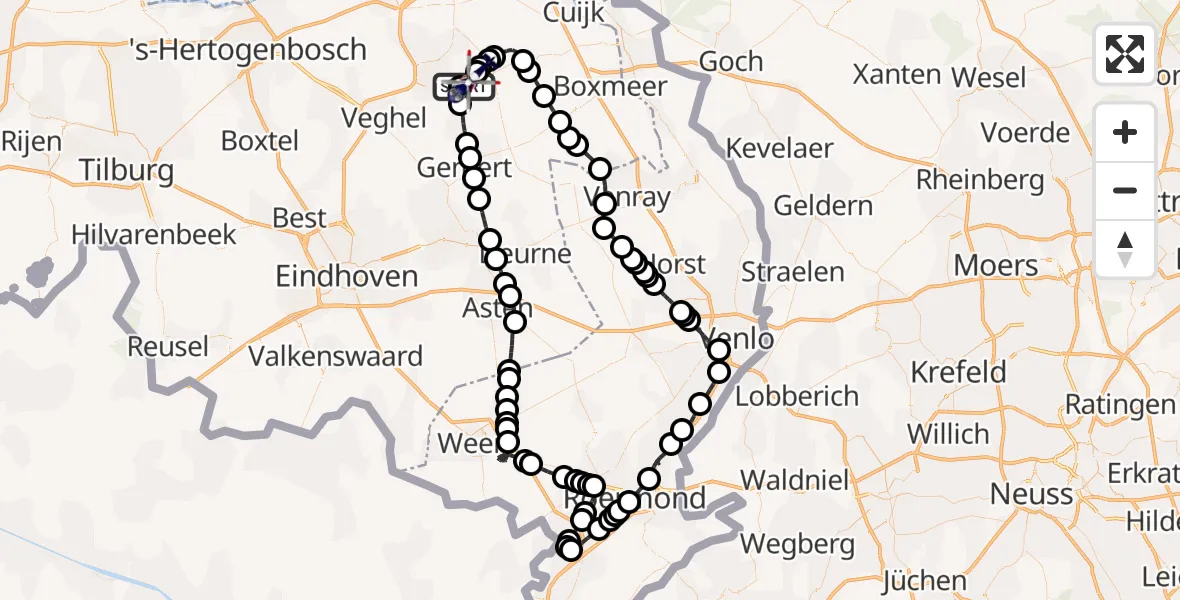 Vluchtroute Politiehelikopter Vliegbasis Volkel - Vliegbasis Volkel, 04 juli 2026, 11:12