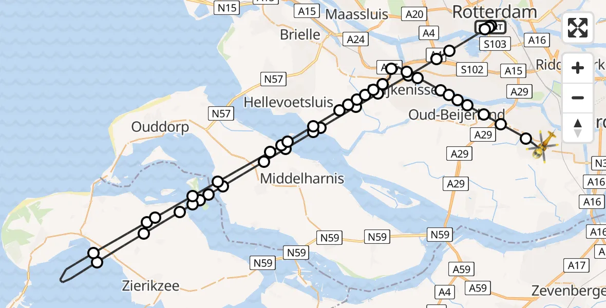 Vluchtroute Traumahelikopter Leids Universitair Medisch Centrum (LUMC) - Maasdam, 04 juli 2026, 12:28