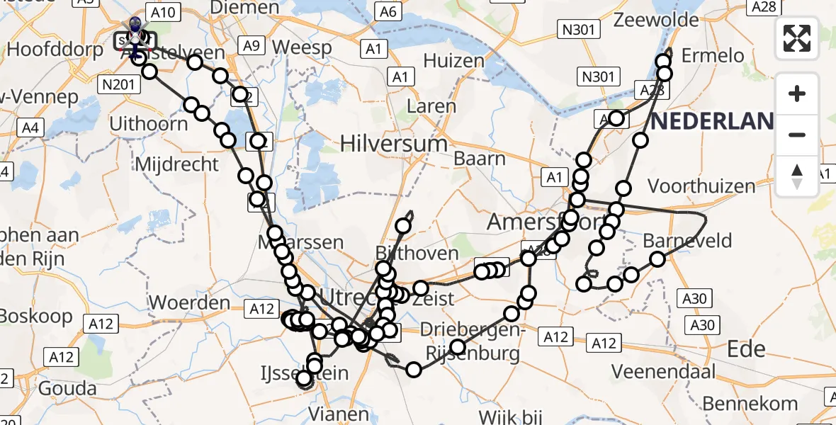 Vluchtroute Politiehelikopter Amsterdam Vliegveld Schiphol - Amsterdam Vliegveld Schiphol, 04 juli 2026, 13:24