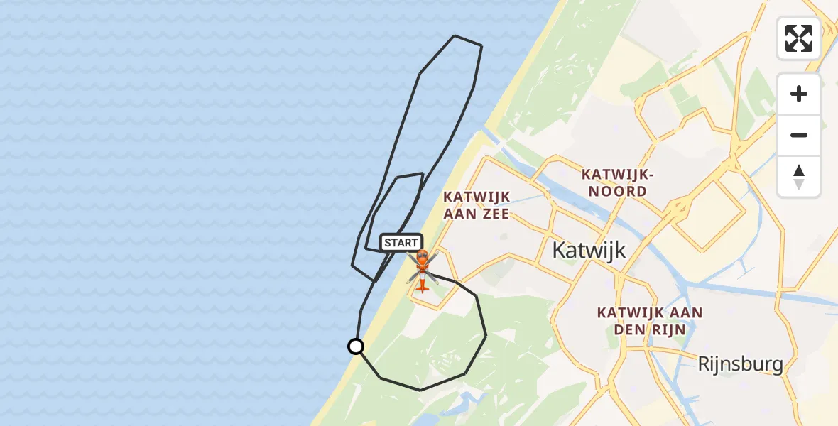 Vluchtroute Kustwachthelikopter Noordzee - Katwijk, 04 juli 2026, 13:41