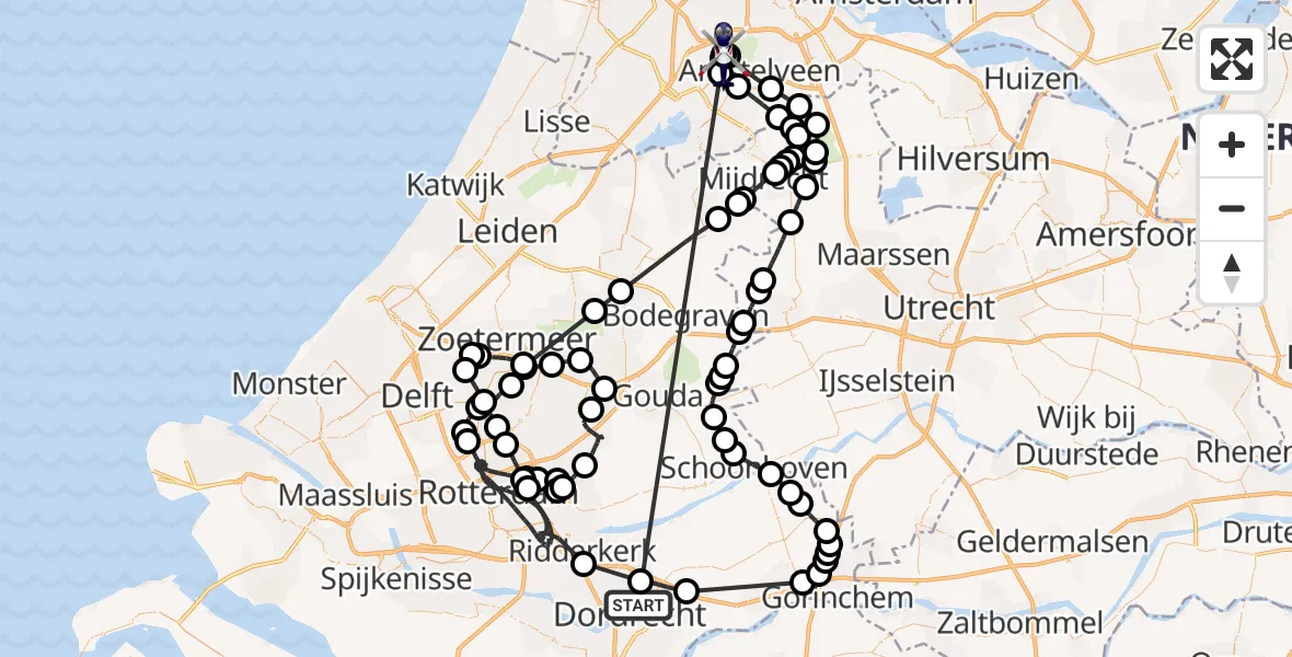 Vluchtroute Politiehelikopter Papendrecht - Amsterdam Vliegveld Schiphol, 04 juli 2026, 14:01