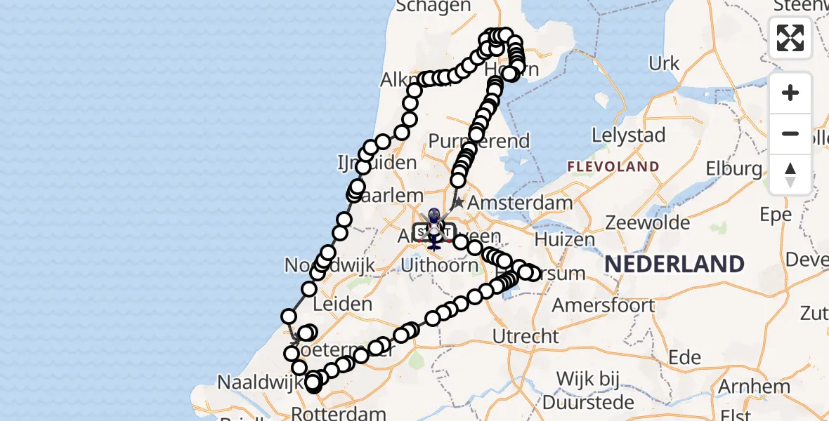 Vluchtroute Politiehelikopter Amsterdam Vliegveld Schiphol - Amsterdam Vliegveld Schiphol, 04 juli 2026, 17:40