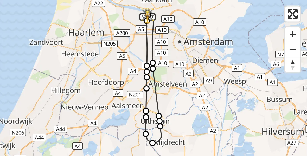Vluchtroute Traumahelikopter Amsterdam Heliport - Amsterdam Heliport, 04 juli 2026, 20:44