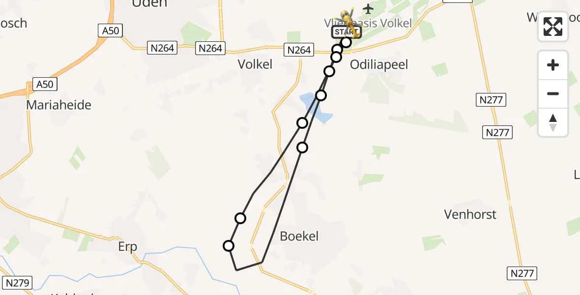 Vluchtroute Traumahelikopter Vliegbasis Volkel - Vliegbasis Volkel, 05 juli 2026, 01:05