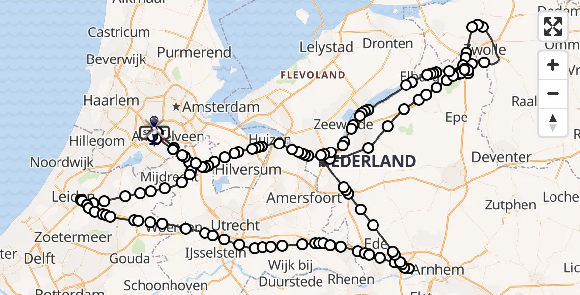 Vluchtroute Politiehelikopter Amsterdam Vliegveld Schiphol - Amsterdam Vliegveld Schiphol, 05 juli 2026, 09:42