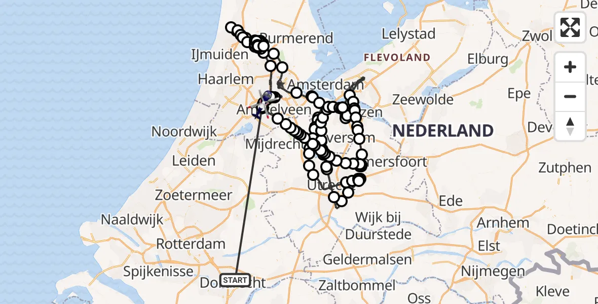 Vluchtroute Politiehelikopter Papendrecht - Amsterdam Vliegveld Schiphol, 05 juli 2026, 13:42