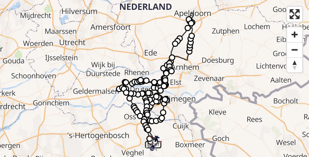 Vluchtroute Politiehelikopter Vliegbasis Volkel - Vliegbasis Volkel, 05 juli 2026, 13:59