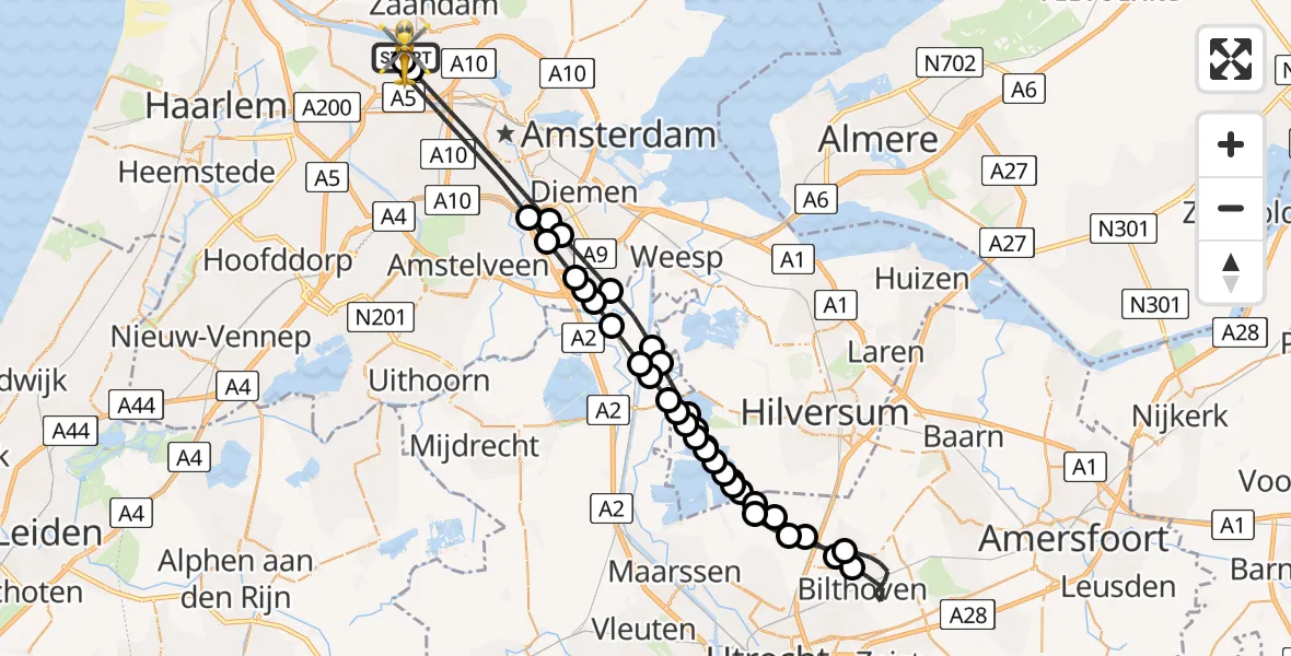 Vluchtroute Traumahelikopter Amsterdam Heliport - Amsterdam Heliport, 05 juli 2026, 17:12
