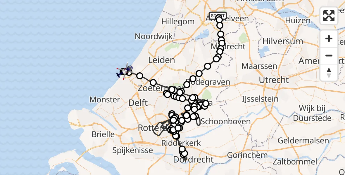 Vluchtroute Politiehelikopter Amsterdam Vliegveld Schiphol - 's-Gravenhage, 05 juli 2026, 17:23