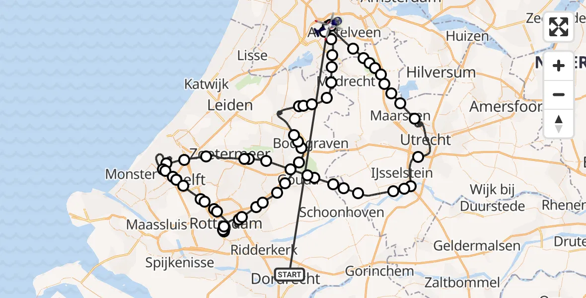 Vluchtroute Politiehelikopter Papendrecht - Amsterdam Vliegveld Schiphol, 05 juli 2026, 18:34
