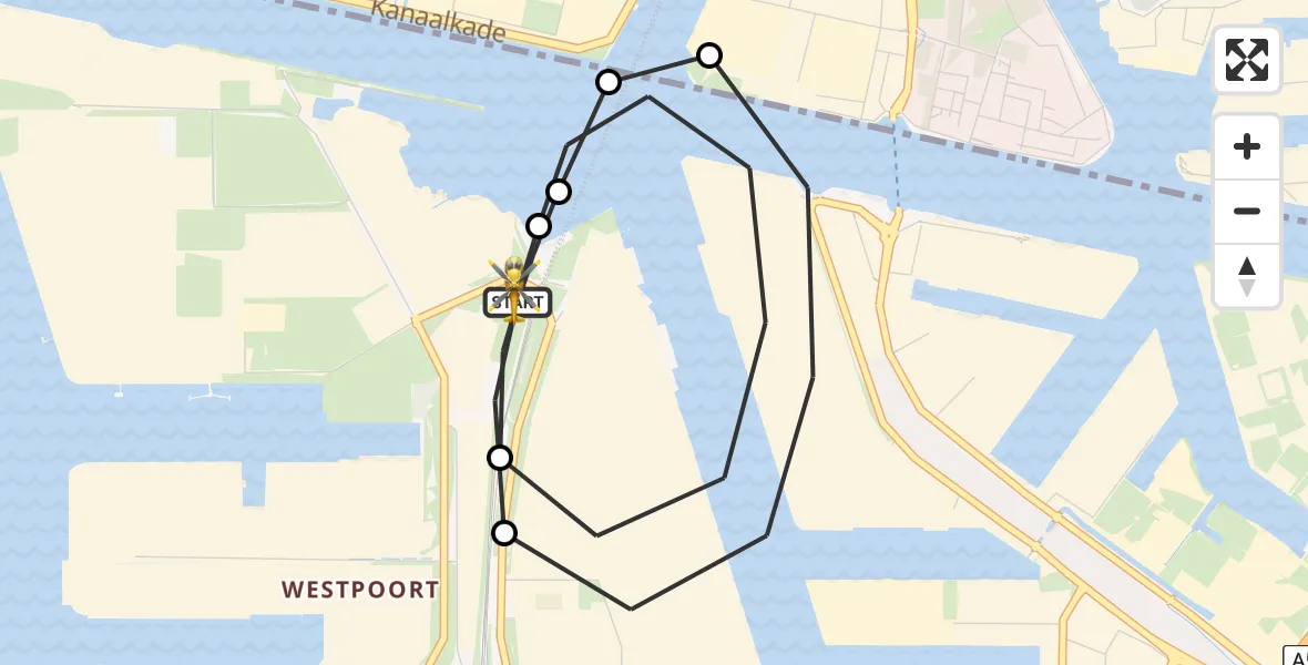 Vluchtroute Traumahelikopter Amsterdam Heliport - Amsterdam Heliport, 05 juli 2026, 21:18