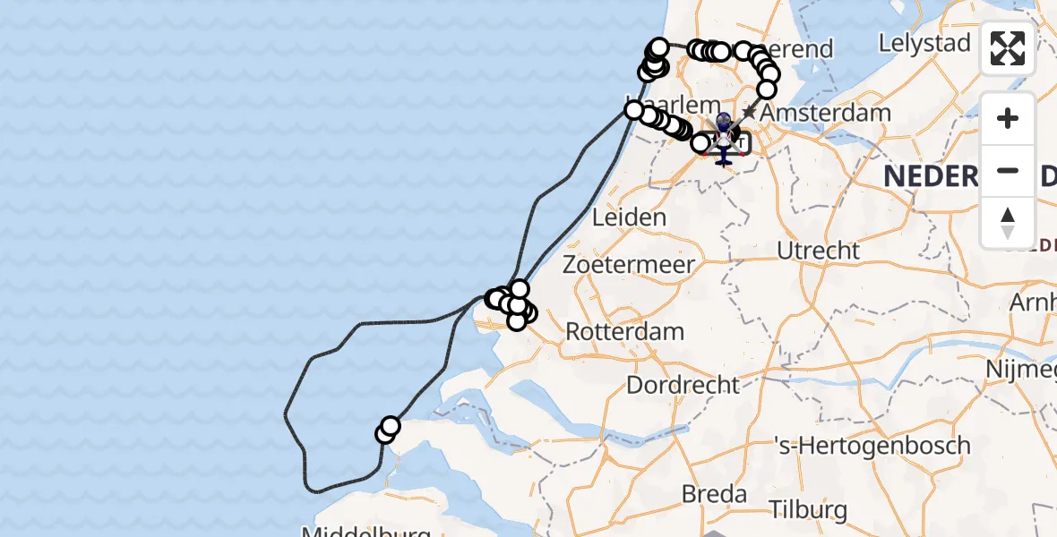Vluchtroute Politiehelikopter Amsterdam Vliegveld Schiphol - Amsterdam Vliegveld Schiphol, 06 juli 2026, 06:38