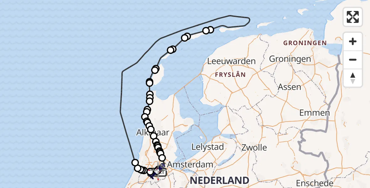 Vluchtroute Politiehelikopter Amsterdam Vliegveld Schiphol - Amsterdam Vliegveld Schiphol, 06 juli 2026, 09:42