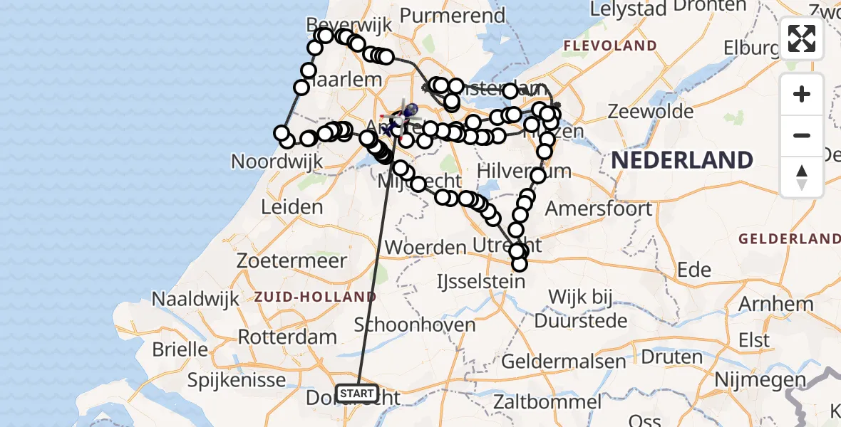 Vluchtroute Politiehelikopter Papendrecht - Amsterdam Vliegveld Schiphol, 06 juli 2026, 13:51
