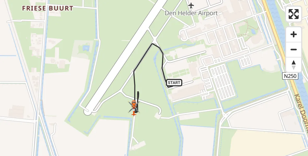 Vluchtroute Kustwachthelikopter Militair vliegveld De Kooy / Den Helder Airport - Militair vliegveld De Kooy / Den Helder Airport, 06 juli 2026, 14:42