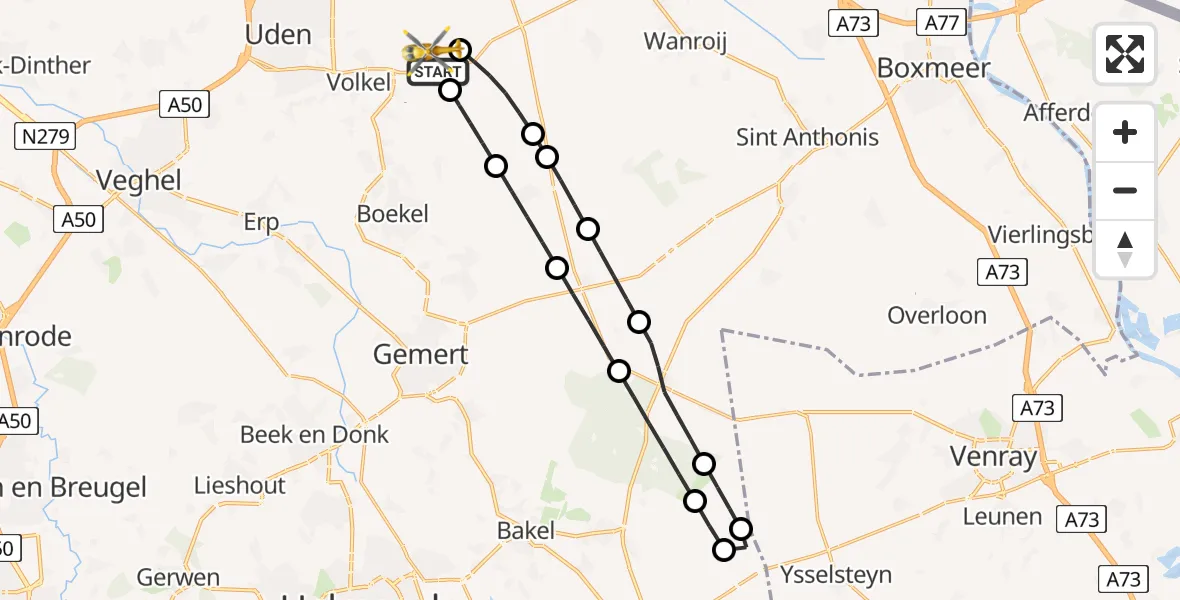 Vluchtroute Traumahelikopter Vliegbasis Volkel - Vliegbasis Volkel, 06 juli 2026, 18:17
