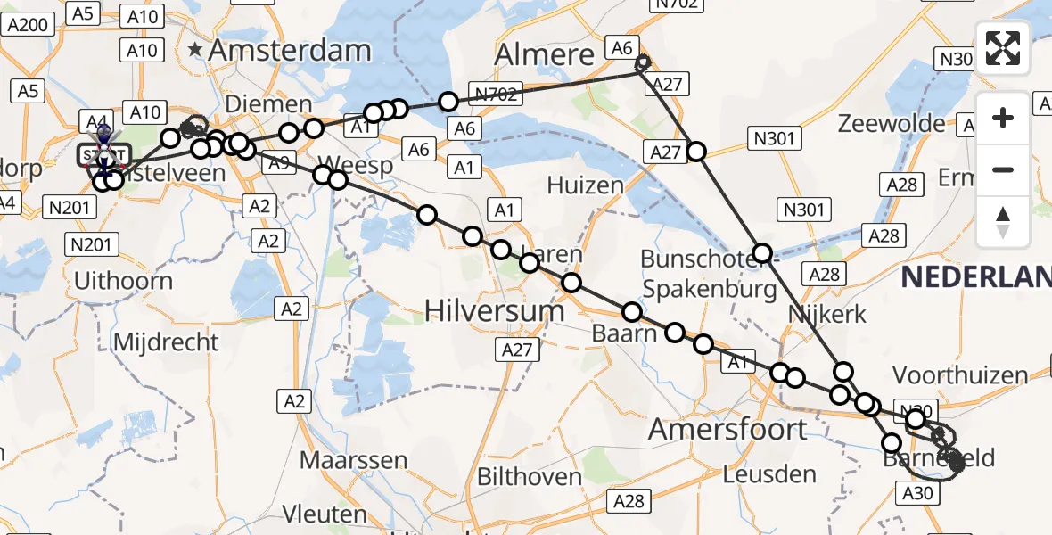 Vluchtroute Politiehelikopter Amsterdam Vliegveld Schiphol - Amsterdam Vliegveld Schiphol, 06 juli 2026, 21:29