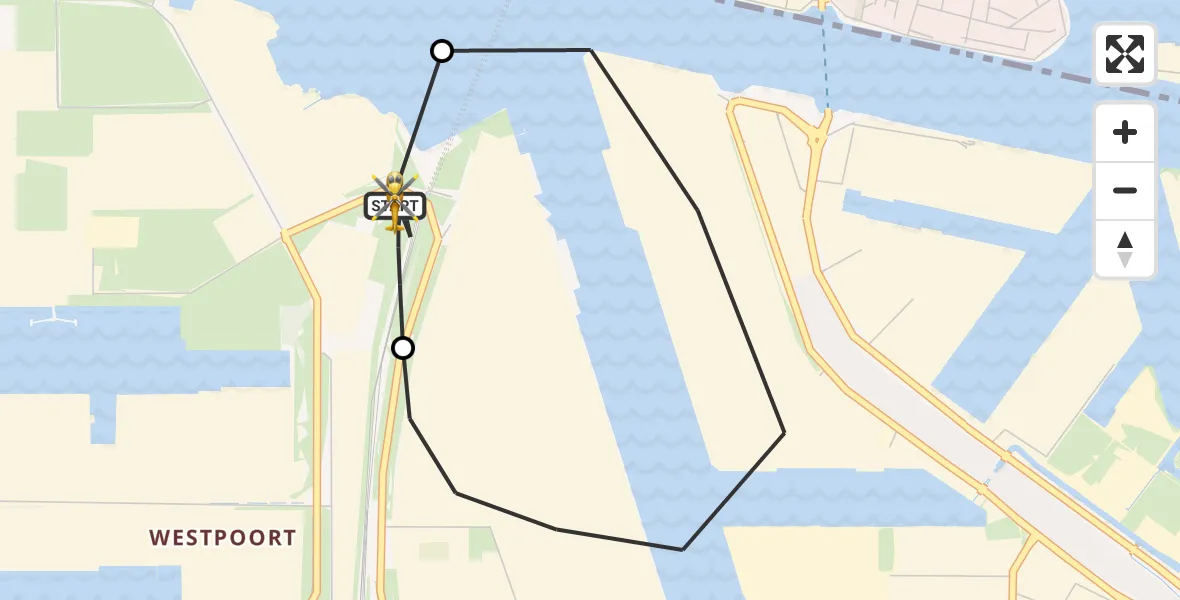 Vluchtroute Traumahelikopter Amsterdam Heliport - Amsterdam Heliport, 07 juli 2026, 00:32
