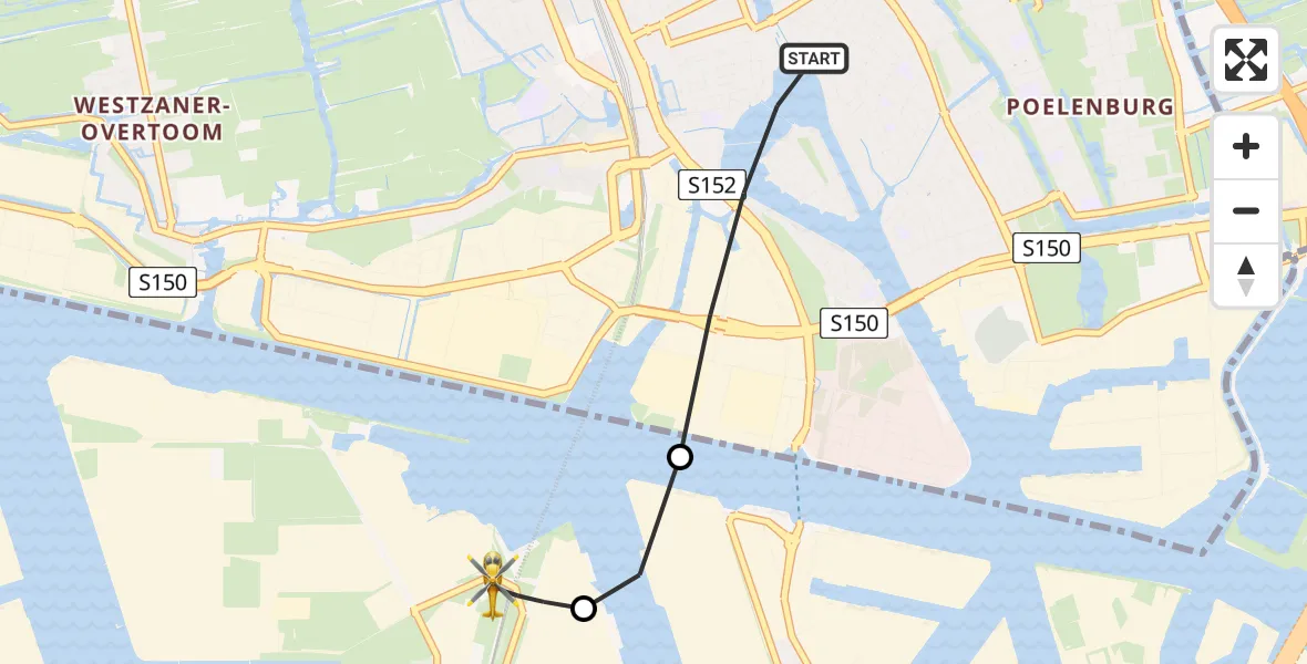 Vluchtroute Traumahelikopter Zaandam - Amsterdam Heliport, 07 juli 2026, 09:48
