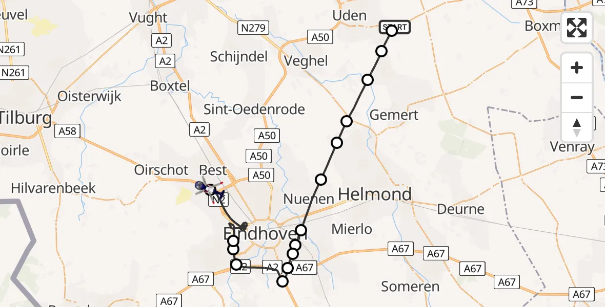 Vluchtroute Politiehelikopter Vliegbasis Volkel - Oirschot, 07 juli 2026, 09:56