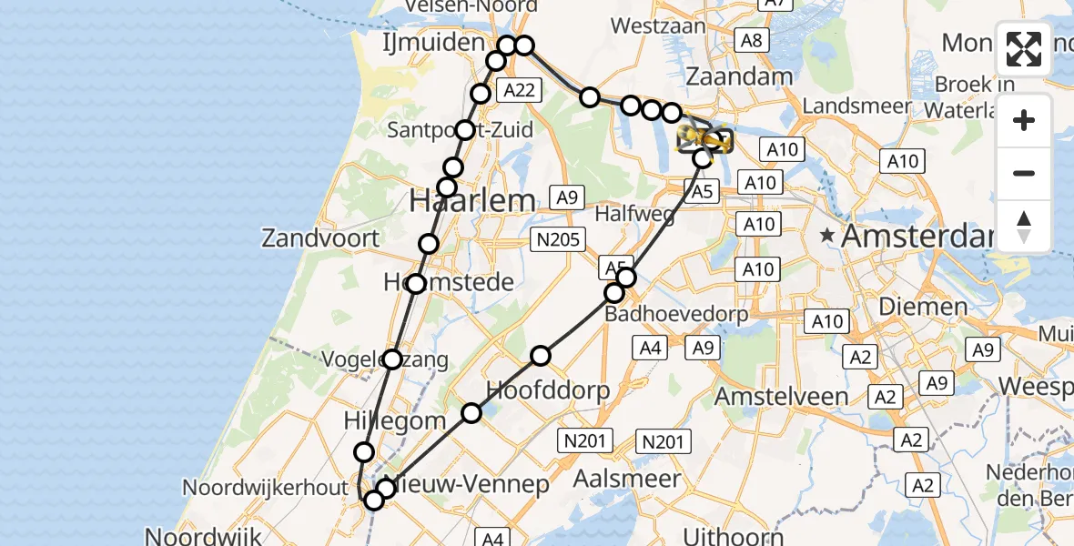 Vluchtroute Traumahelikopter Amsterdam Heliport - Amsterdam Heliport, 07 juli 2026, 11:41