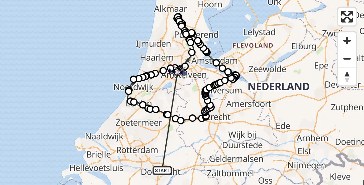 Vluchtroute Politiehelikopter Papendrecht - Amsterdam Vliegveld Schiphol, 07 juli 2026, 13:16